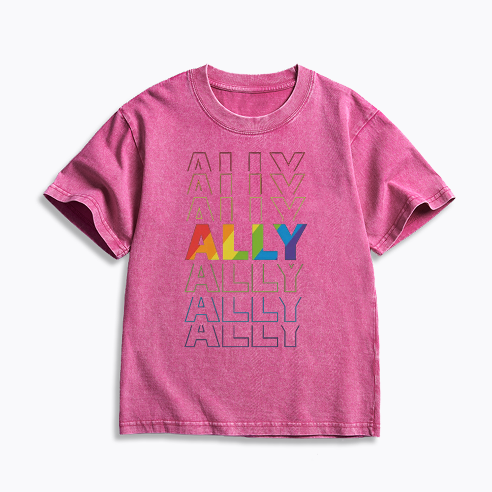 Pride Gift For Ally Kids Washed T-Shirt