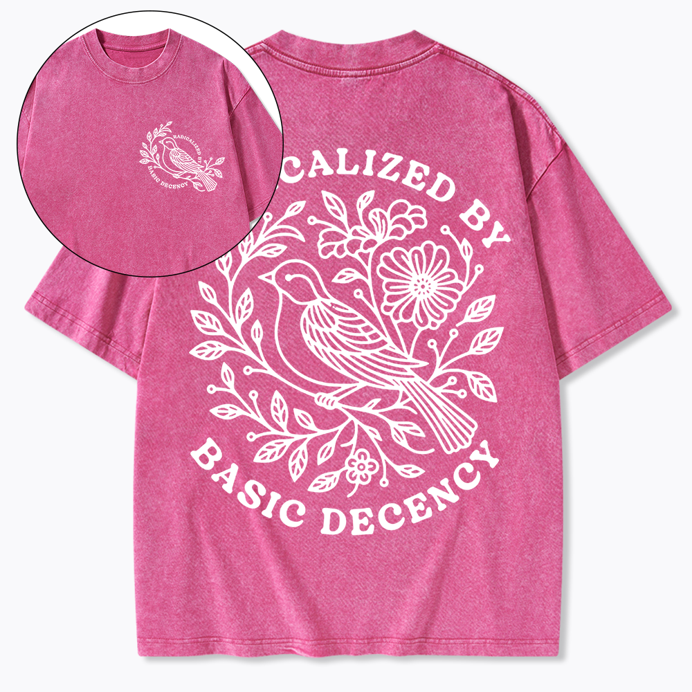 Radicalized By Basic Decency Floral Washed T-Shirt