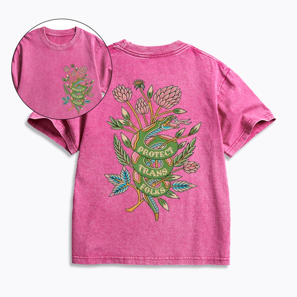 Protect Trans Folks Kids Washed T-Shirt