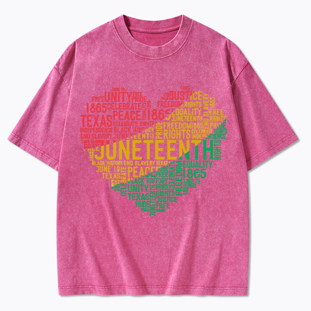 Juneteenth Heart Black History Washed T-Shirt