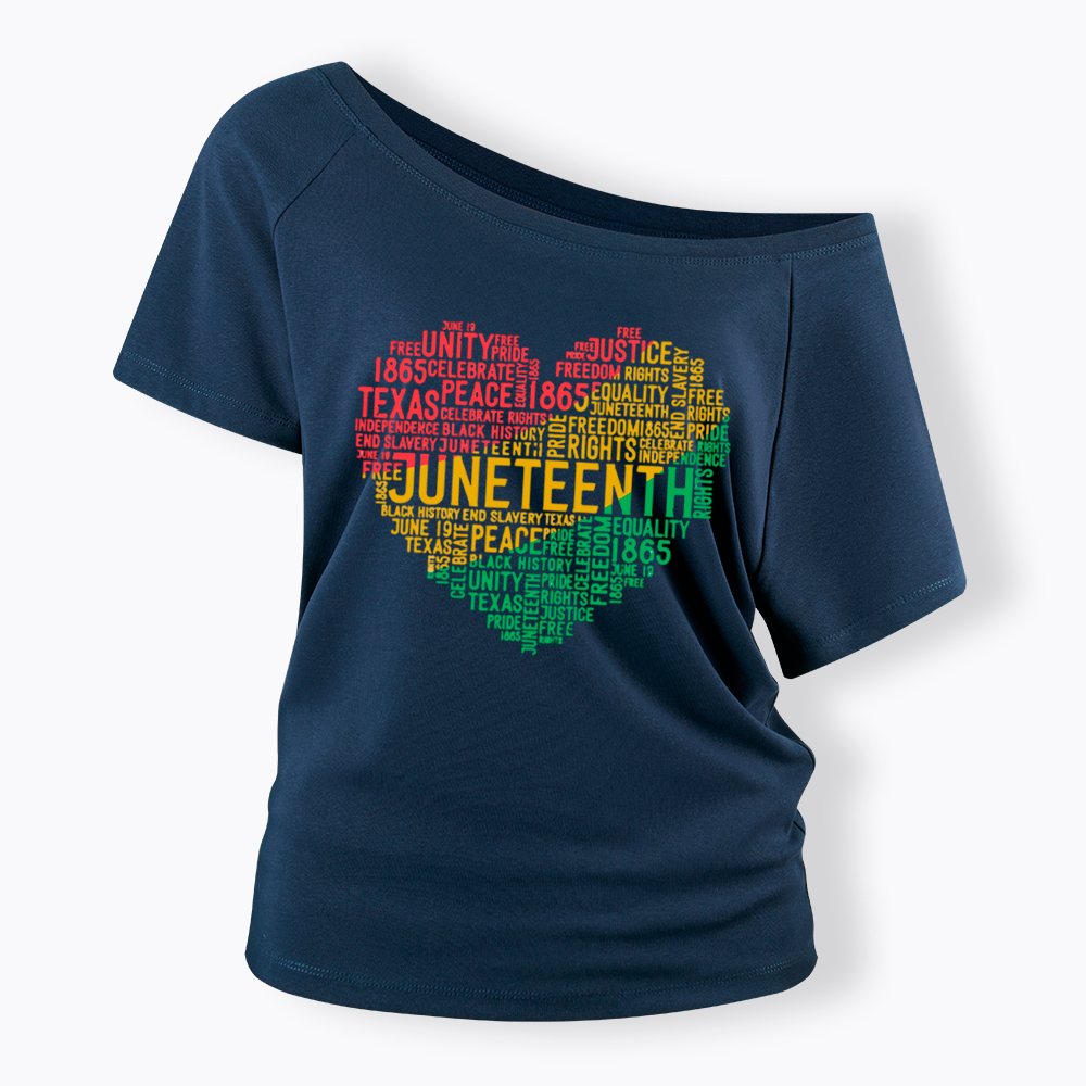 Juneteenth Heart Black History Off Shoulder T-shirt