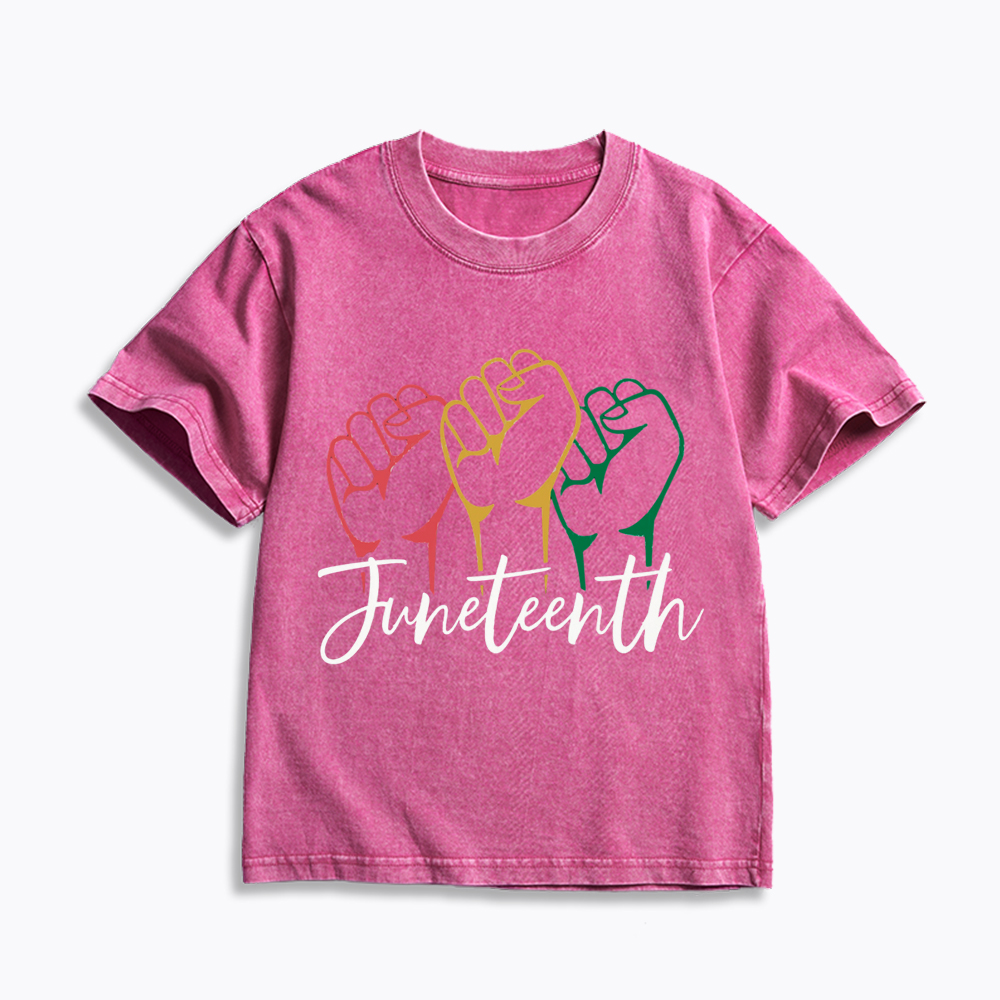 Juneteenth Black History Kids Washed T-Shirt