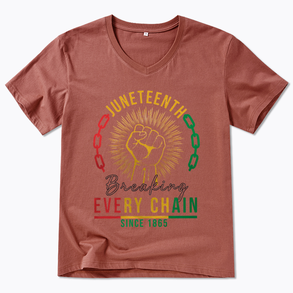Breaking Every Chain Juneteenth V-Neck Classic T-Shirt