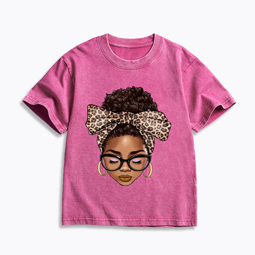 Black Woman Juneteenth Kids Washed T-Shirt