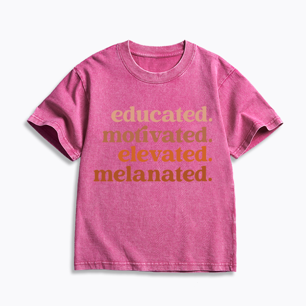 Educated Motivated Melanated Kids Washed T-Shirt