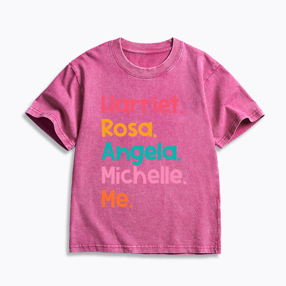 Women Leaders Harriet Rosa Angela Michelle Me Kids Washed T-Shirt