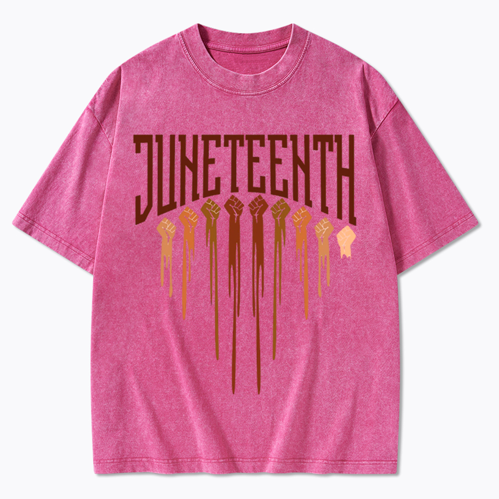 Different Races Skin Juneteenth Washed T-Shirt
