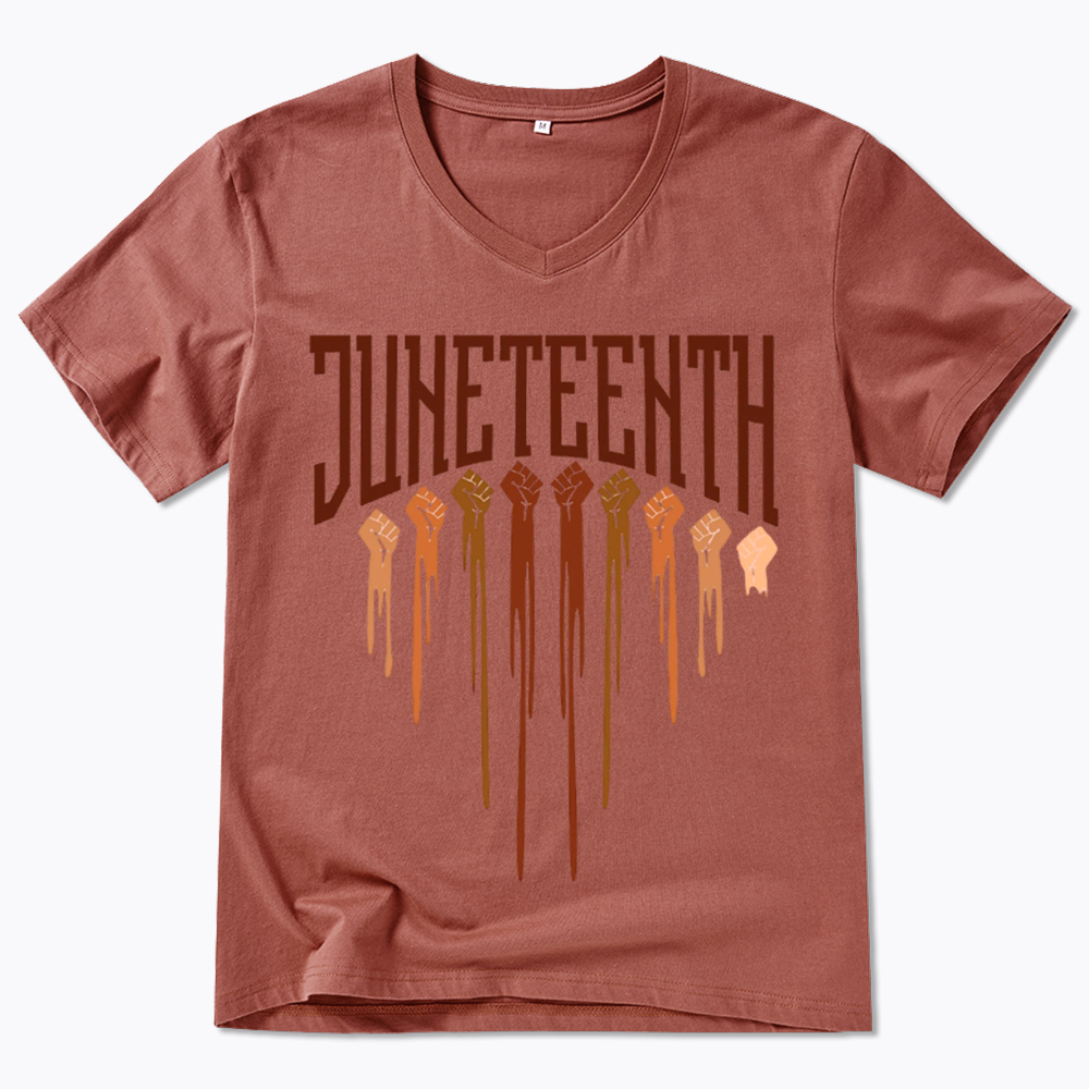 Different Races Skin Juneteenth V-Neck Classic T-Shirt
