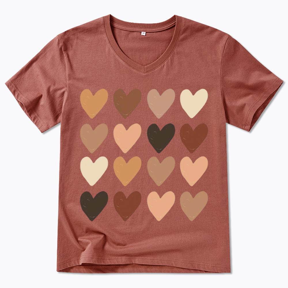Skin Tone Hearts Racial Equality V-Neck Classic T-Shirt
