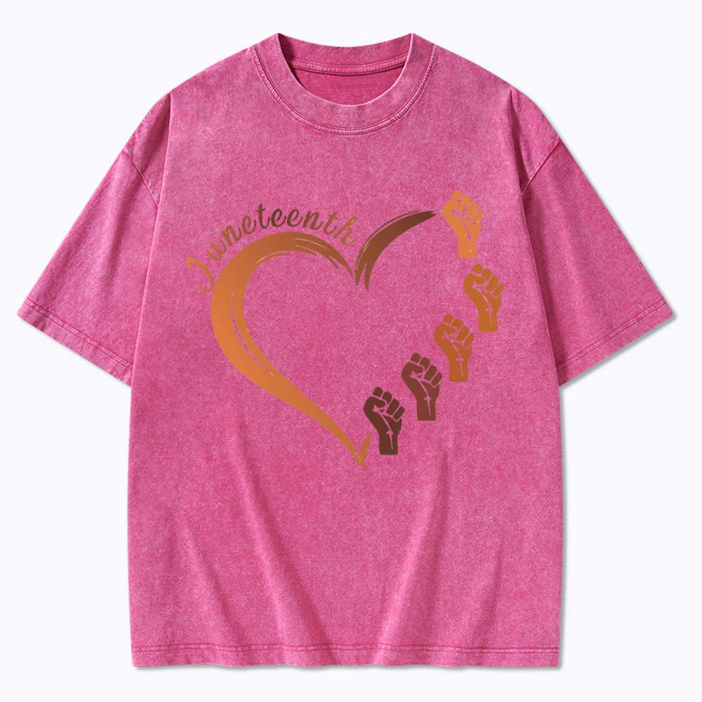 Juneteenth Heart Black Pride Washed T-Shirt