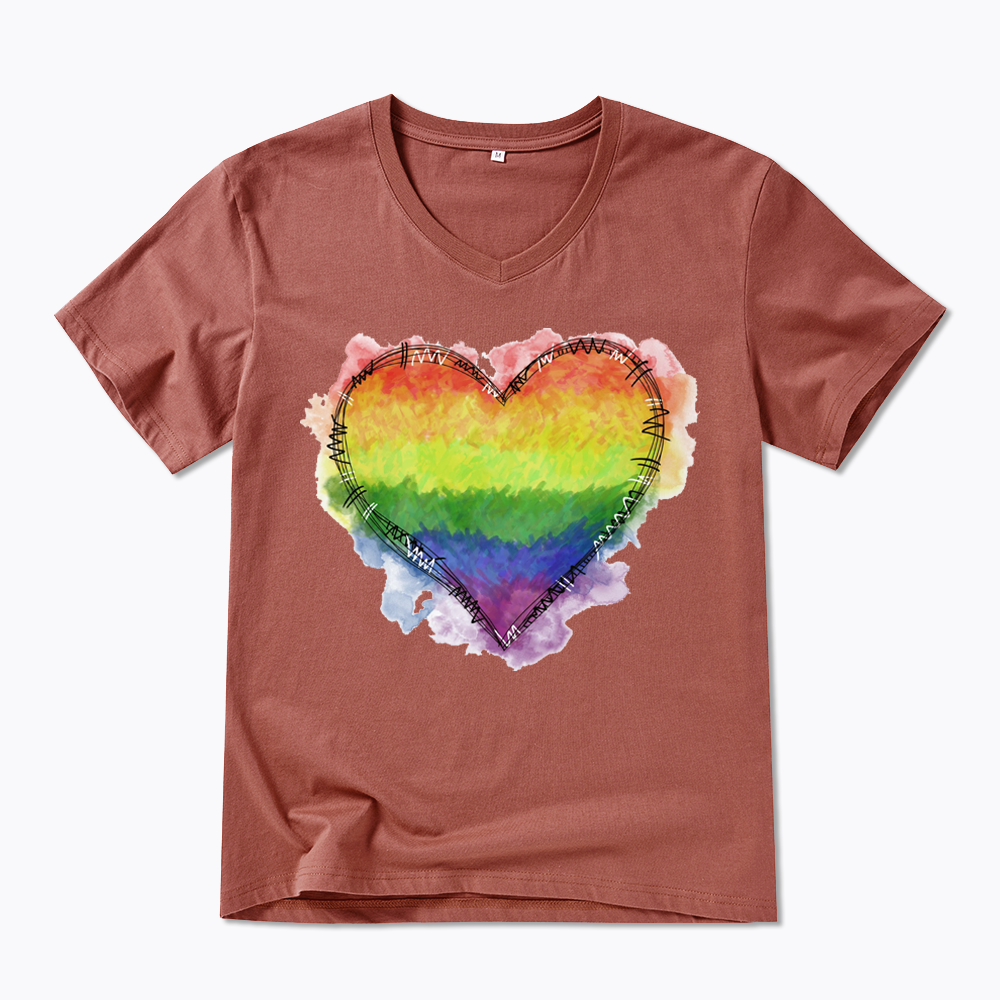 Rainbow Heart V-Neck Classic T-Shirt