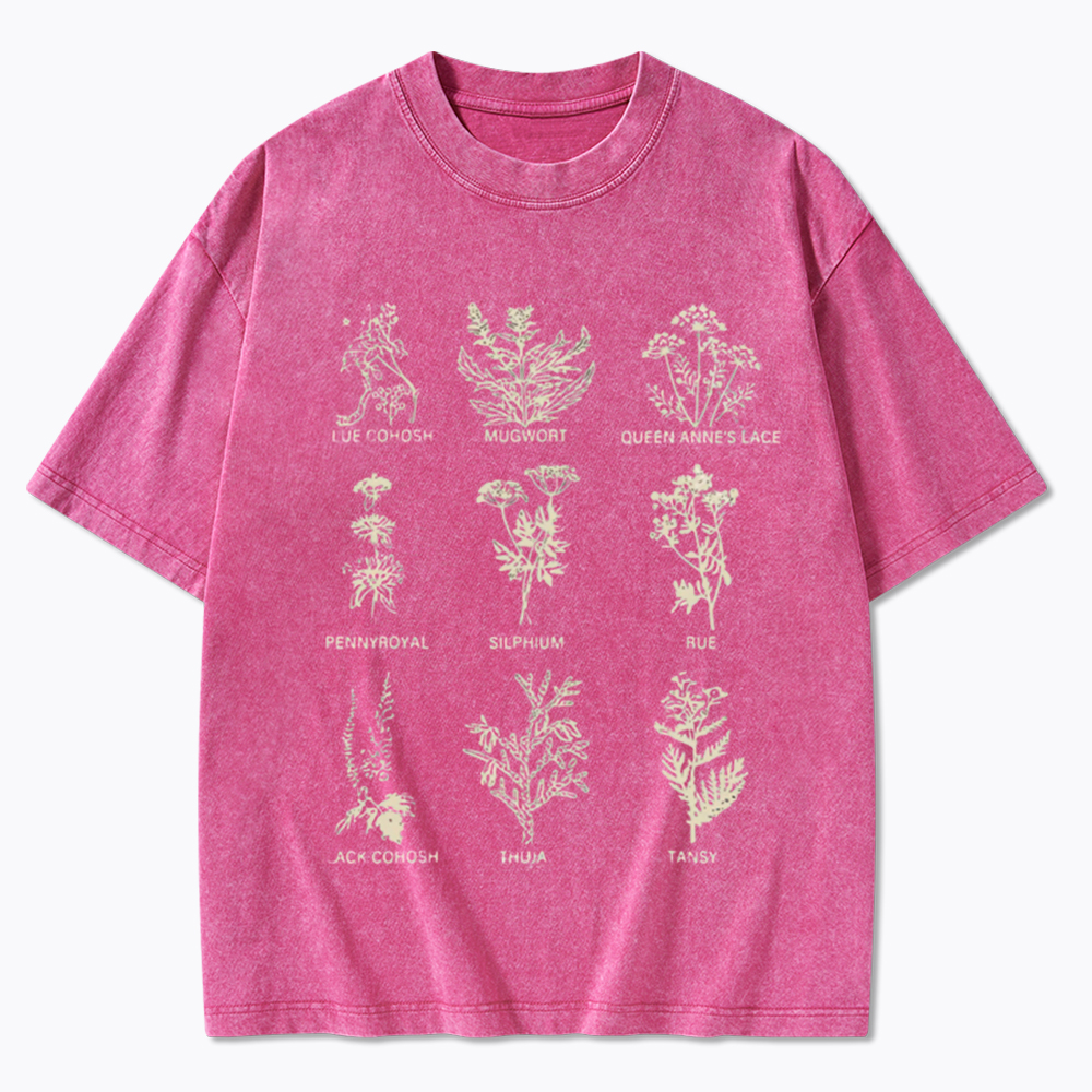 My Body My Choice Abortion Plant Herbs Washed T-Shirt