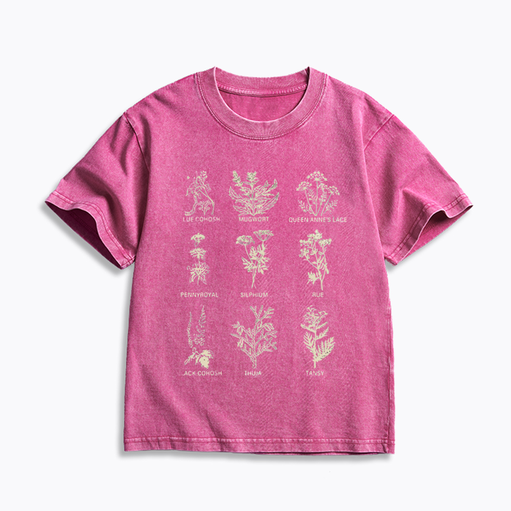 My Body My Choice Abortion Plant Herbs Kids Washed T-Shirt