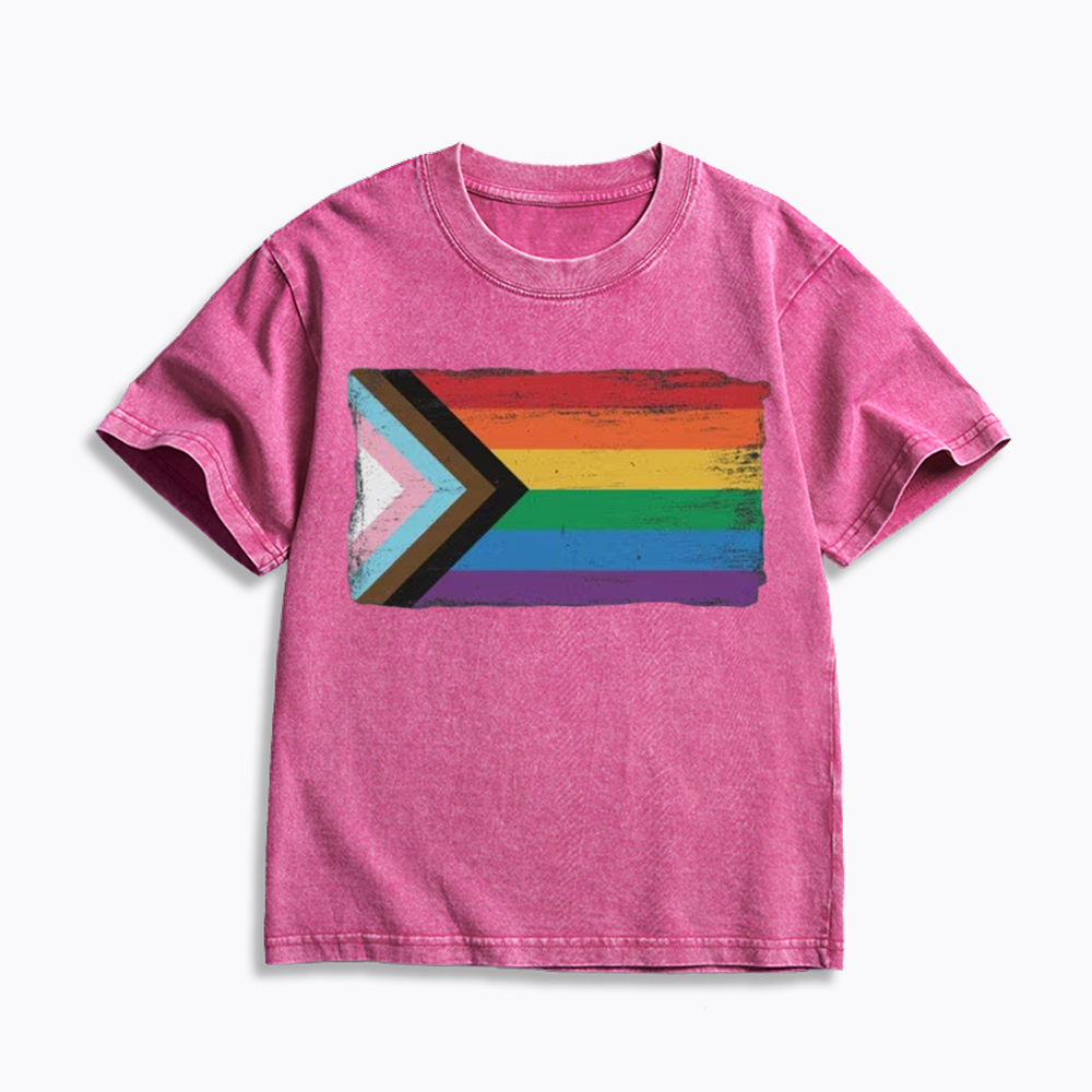 Progress Pride Flag Kids Washed T-Shirt