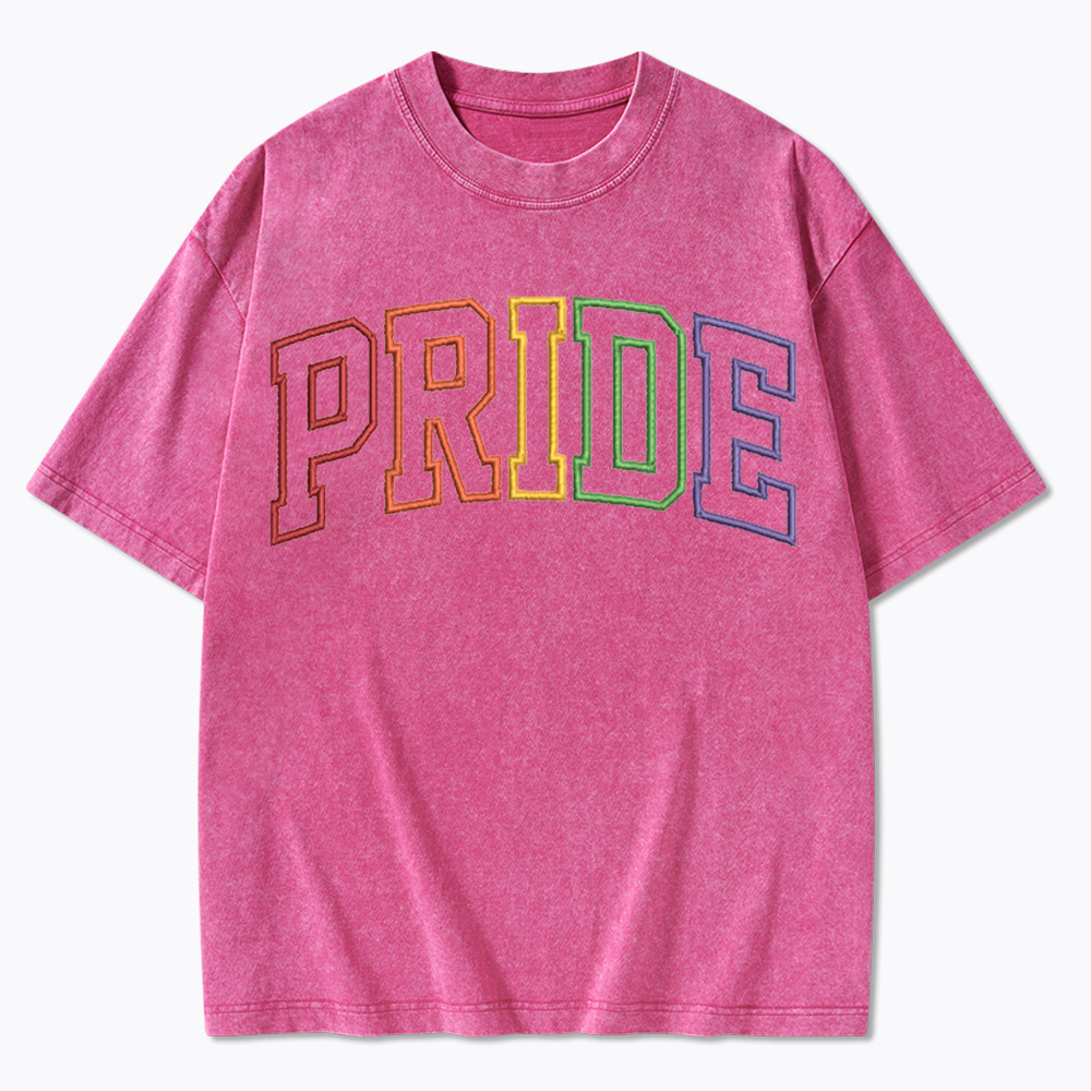 Embroidered Pride Washed T-Shirt
