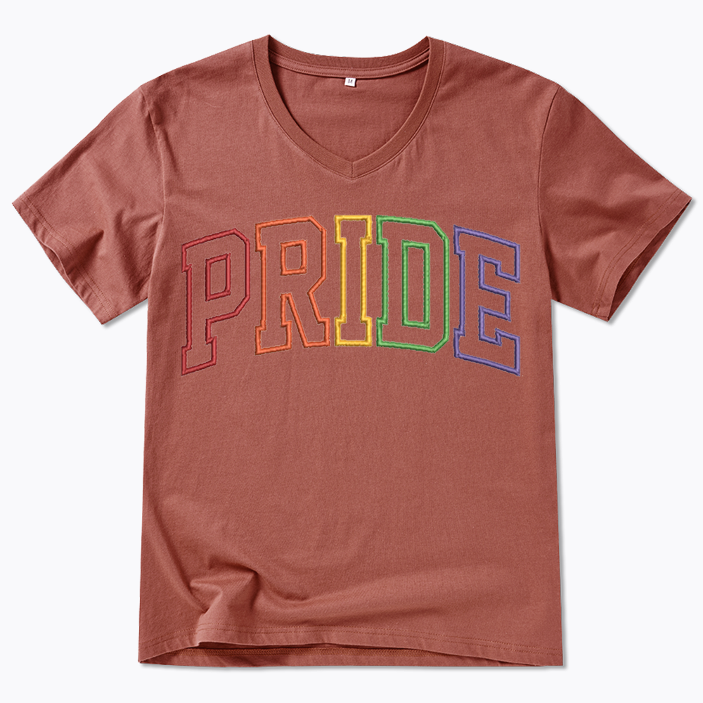 Embroidered Pride V-Neck Classic T-Shirt