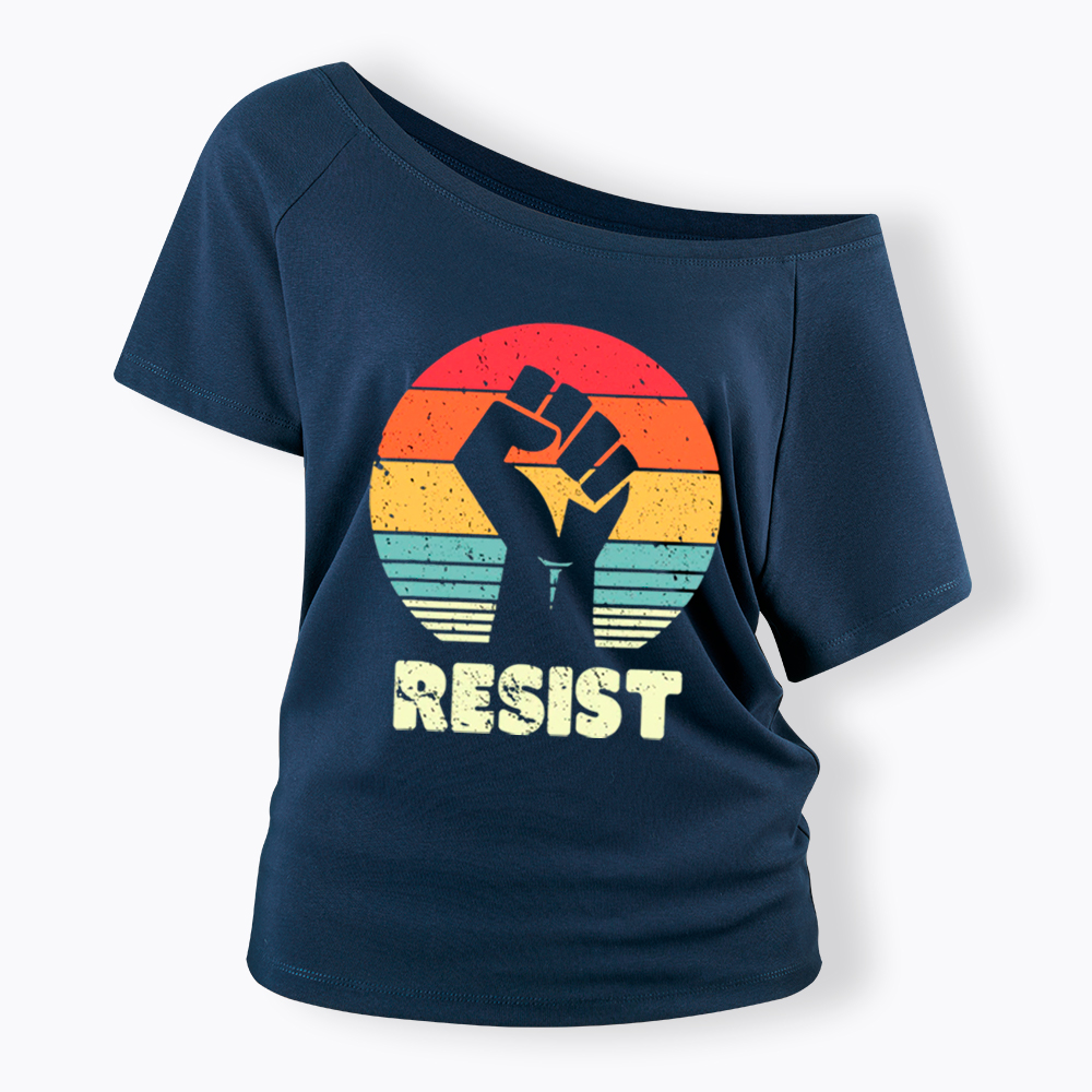 Resist Fist Off Shoulder T-shirt