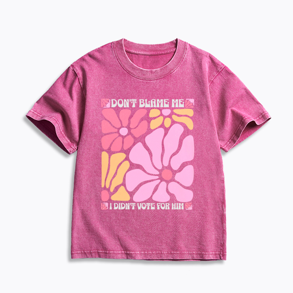 I Didn't Vote For Him Wildflowers Kids Washed T-Shirt