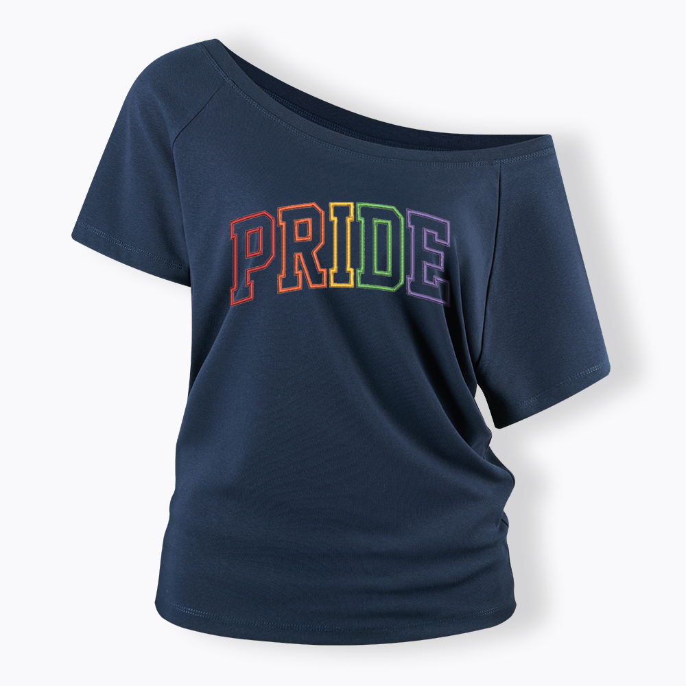 Embroidered Pride Off Shoulder T-shirt