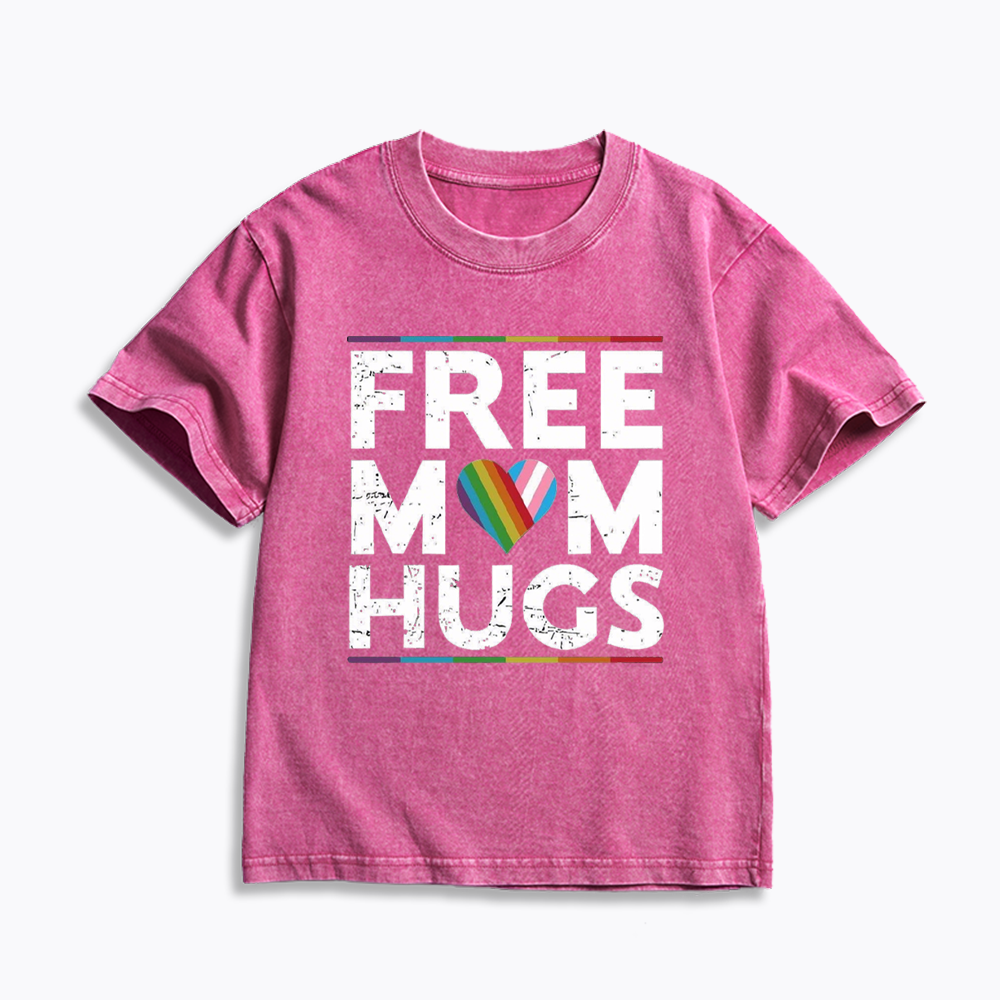 Free Mom Hugs Kids Washed T-Shirt 