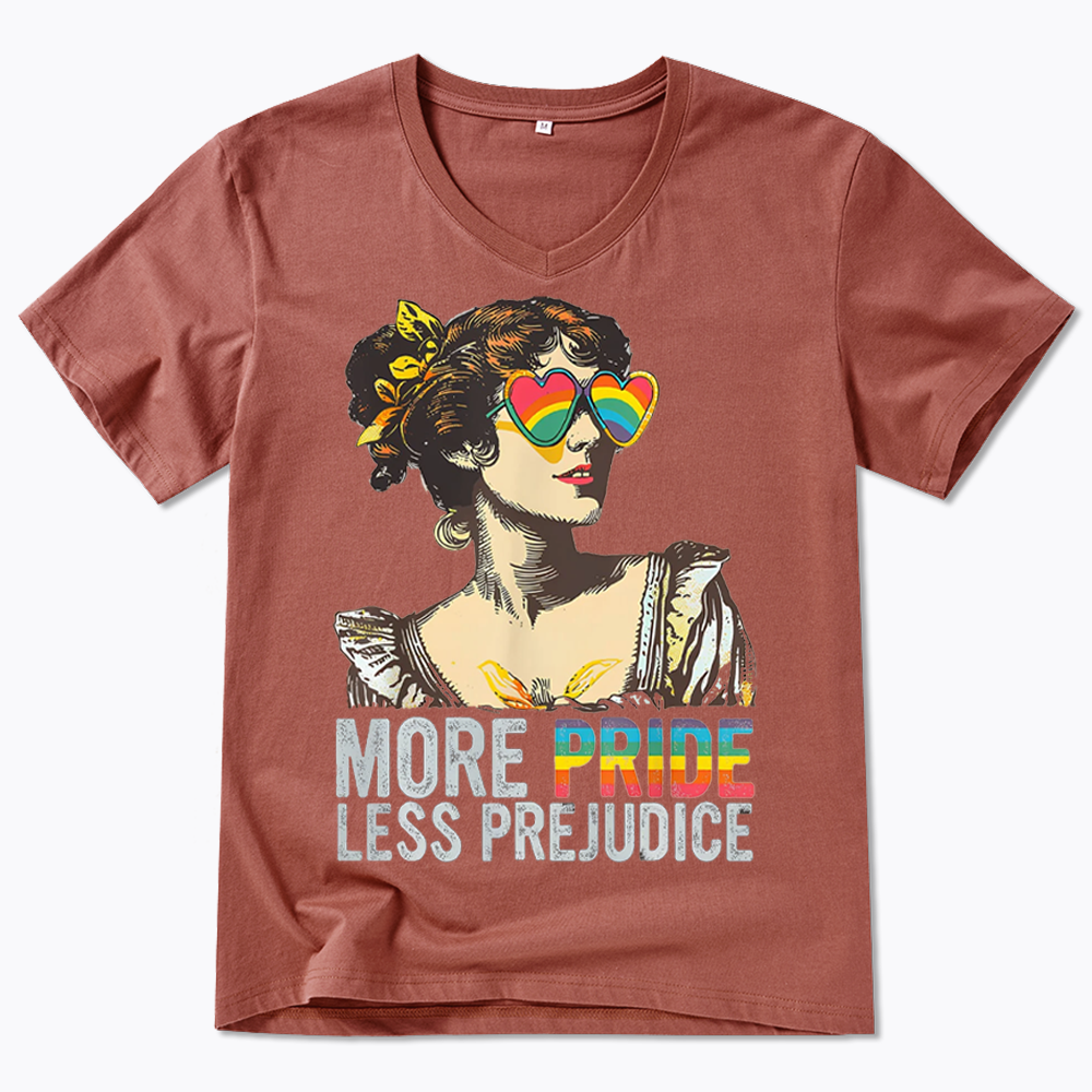 More Pride Less Prejudice V-Neck Classic T-Shirt
