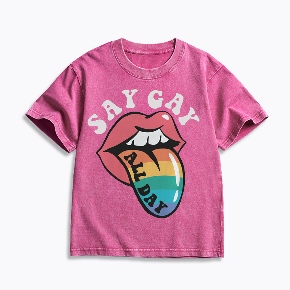 Cute Pride Kids Washed T-Shirt 