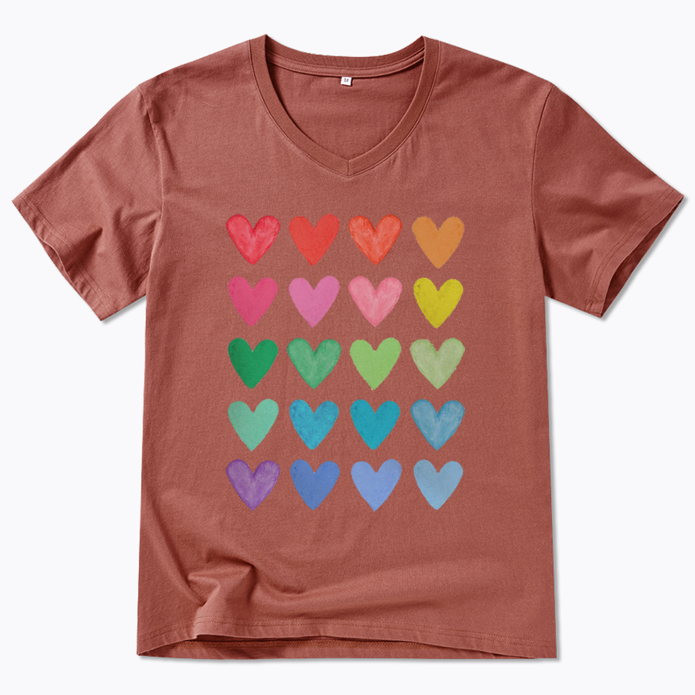 Rainbow Hearts V-Neck Classic T-Shirt