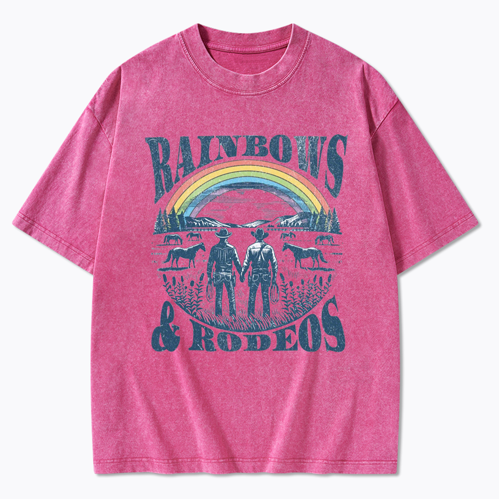 Rainbows Rodeo Washed T-Shirt
