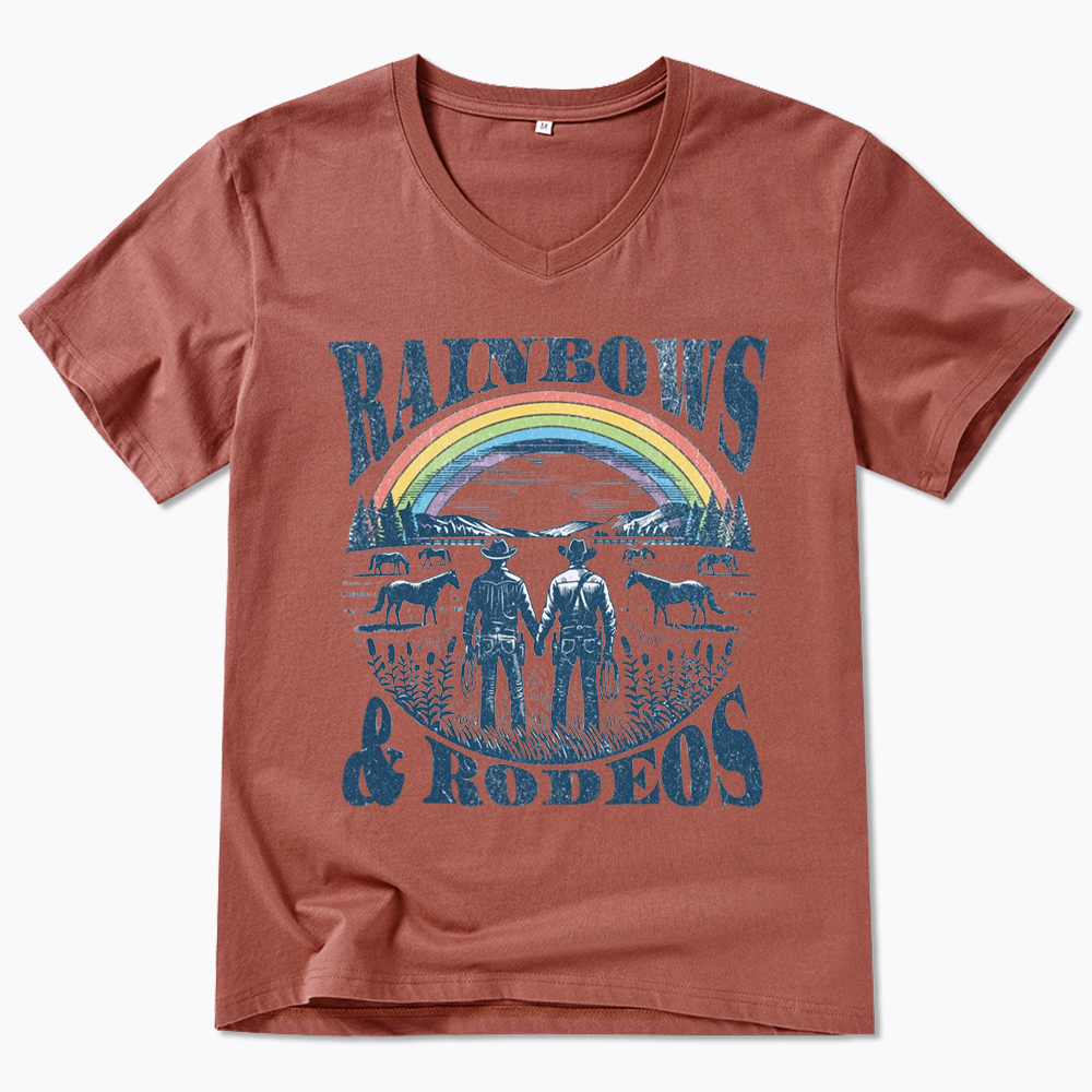 Rainbows Rodeo V-Neck Classic T-Shirt