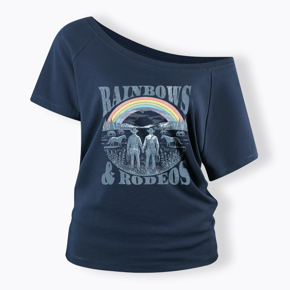 Rainbows Rodeo Off Shoulder T-shirt