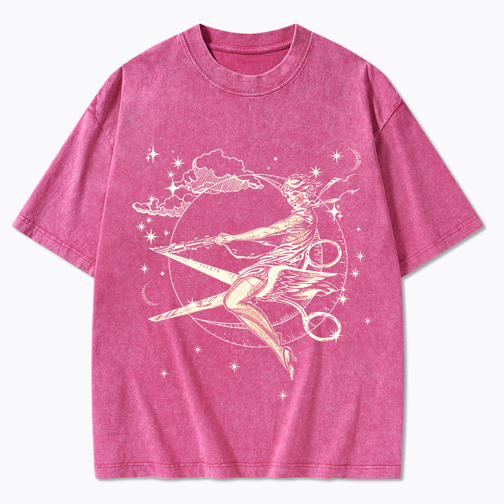 Scissors Witch Lesbian Washed T-Shirt