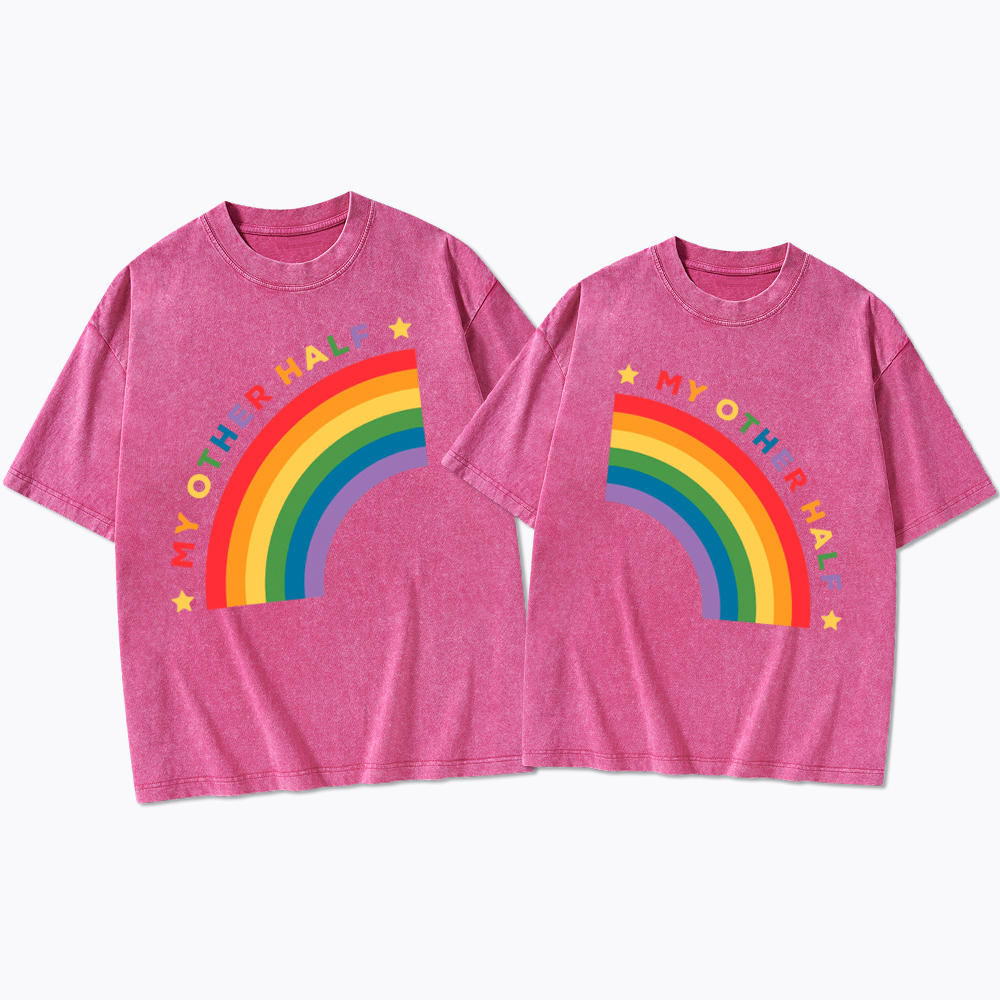 Pride Couple Matching Lesbian Washed T-Shirt