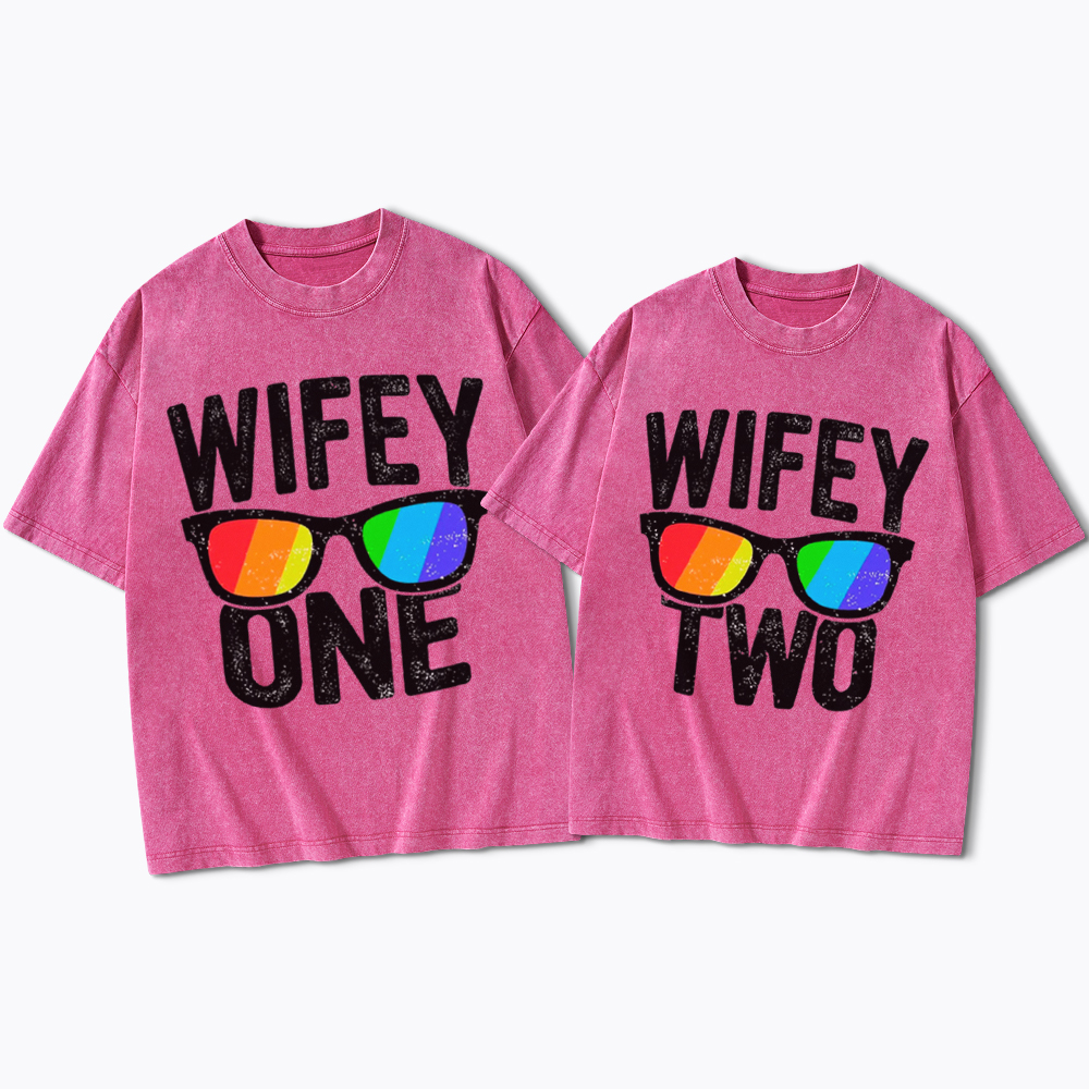 Lesbian Wife Two Wives Washed T-Shirt