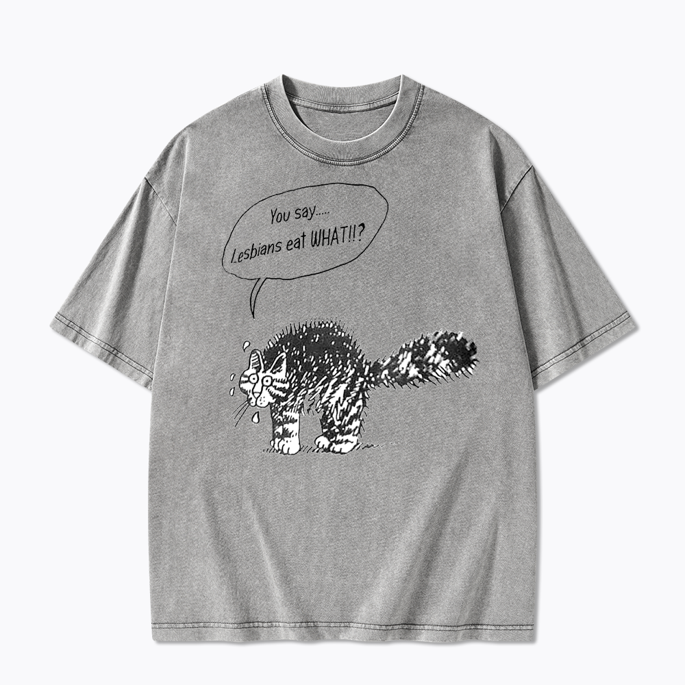 Cartoon Cat Washed T-Shirt