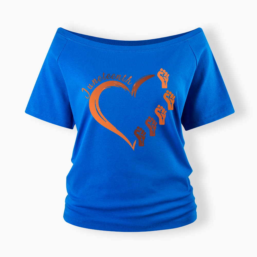 Juneteenth Heart Black Pride Off Shoulder T-shirt