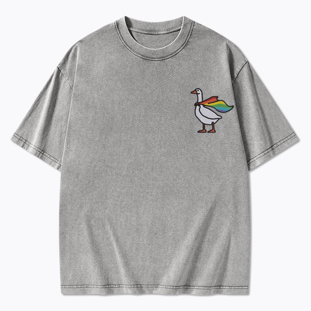 Rainbow Goose LGBTQ Washed T-Shirt