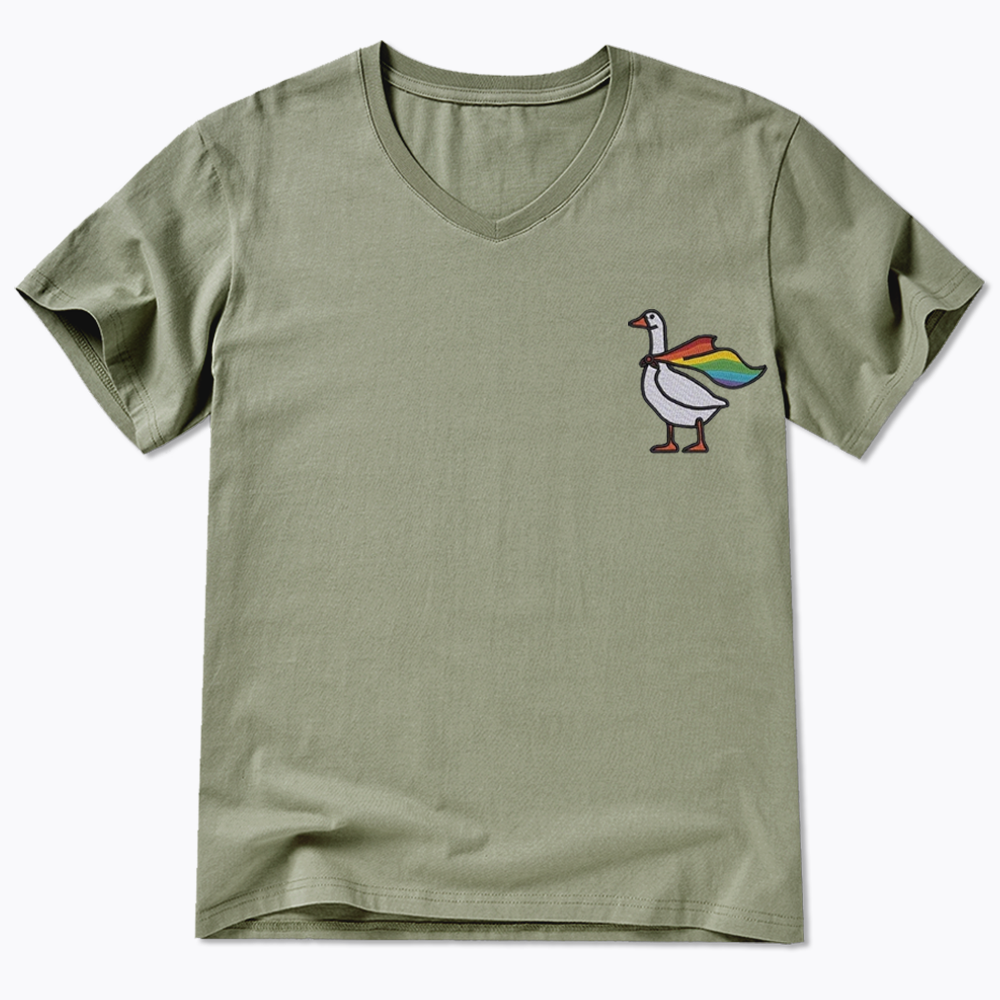 Rainbow Goose LGBTQ V-Neck Classic T-Shirt