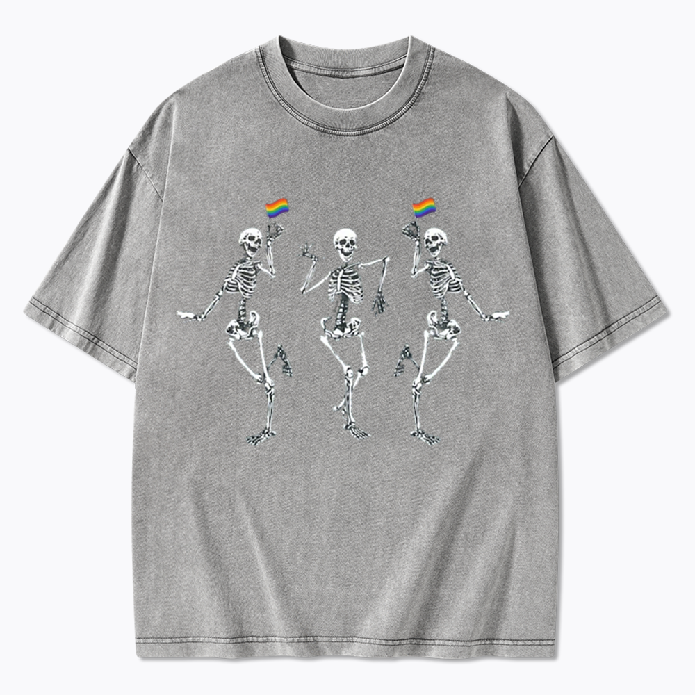 pride dancing skeleton Washed T-Shirt