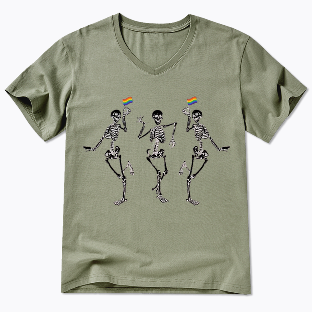 pride dancing skeleton V-Neck Classic T-Shirt