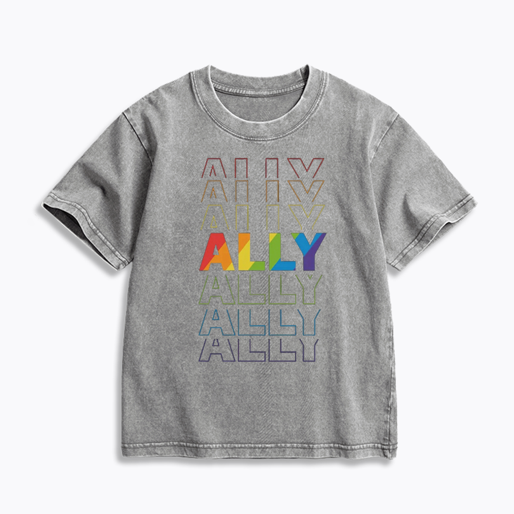 Pride Gift For Ally Kids Washed T-Shirt