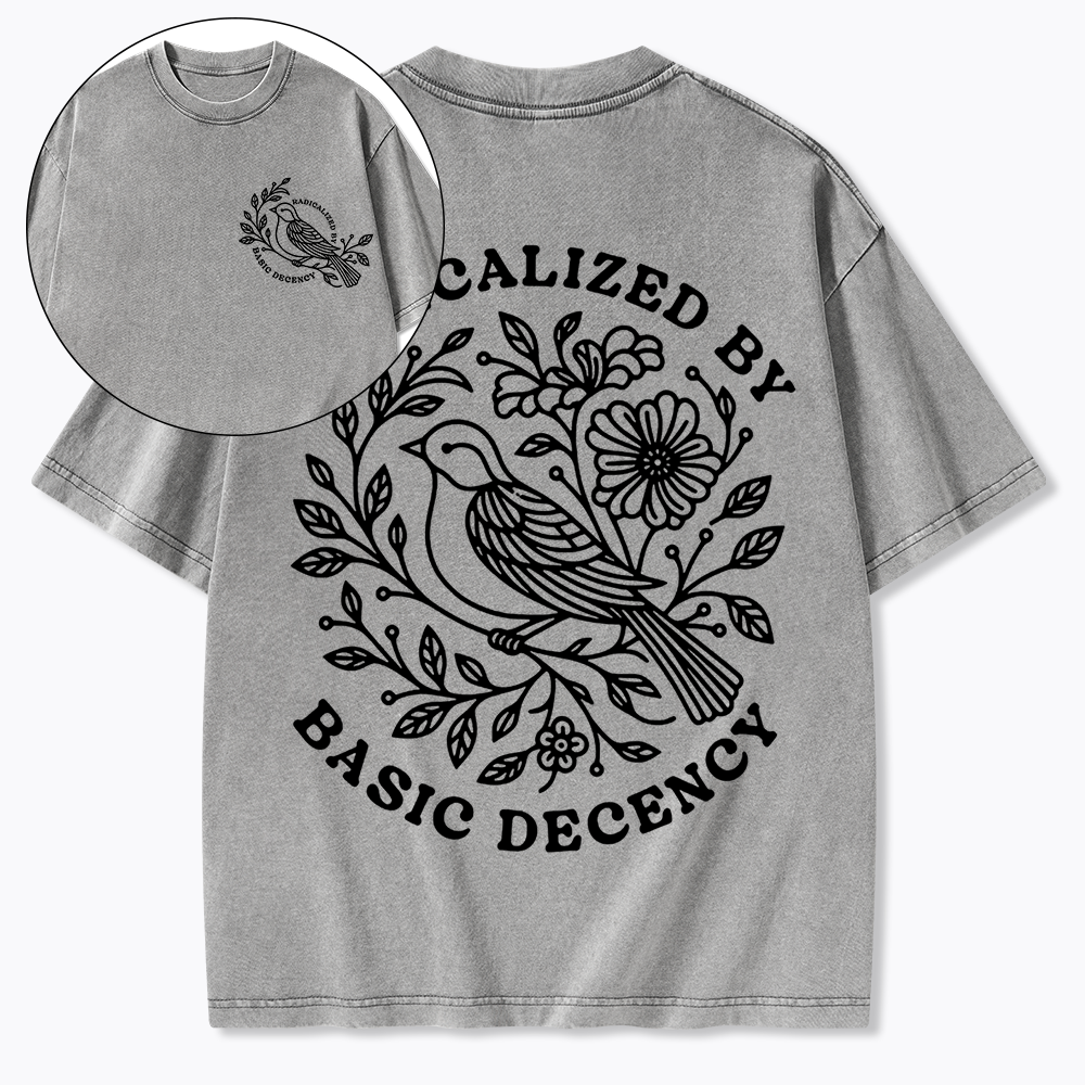 Radicalized By Basic Decency Floral Washed T-Shirt