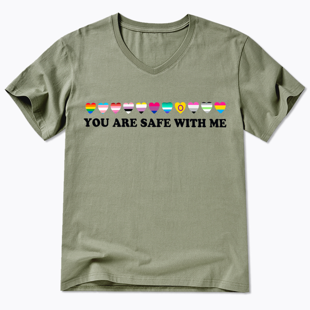 You Are Safe With Me V-Neck Classic T-Shirt