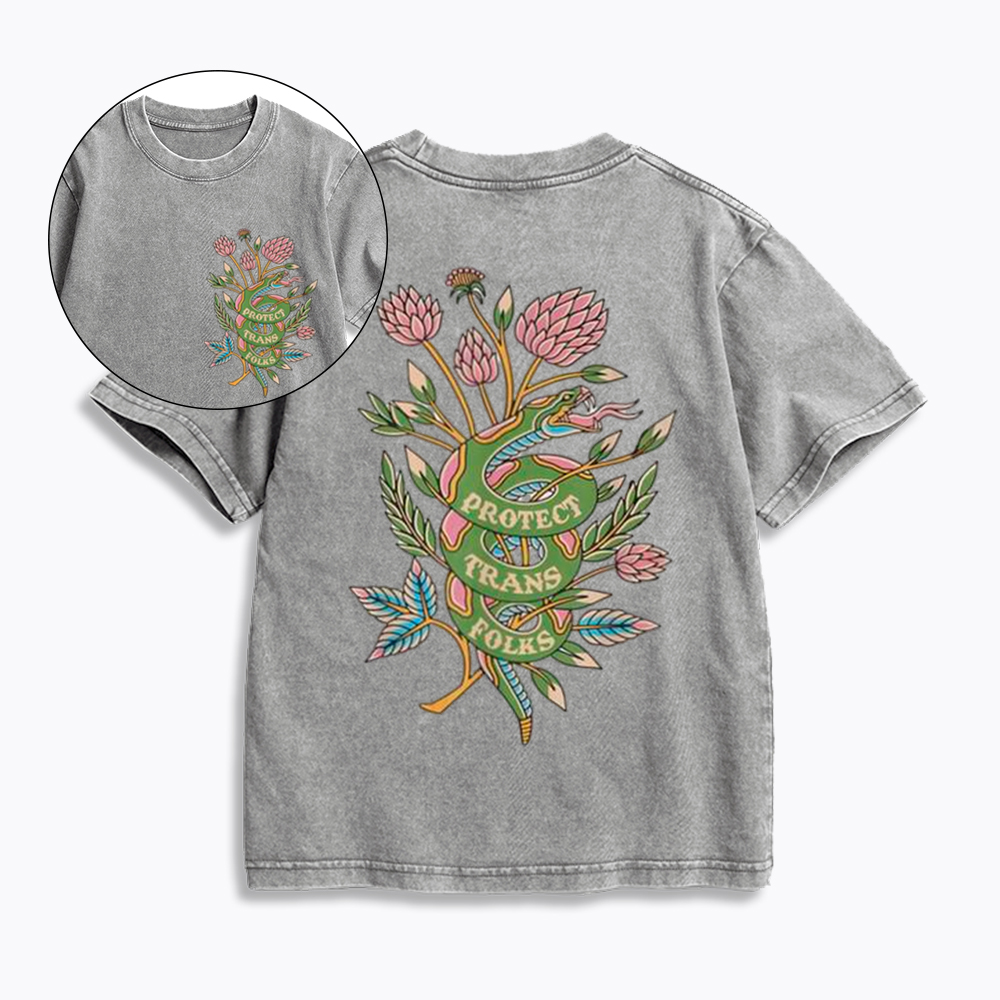 Protect Trans Folks Kids Washed T-Shirt