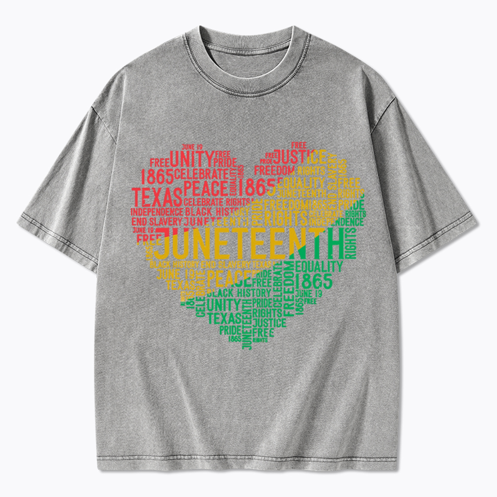 Juneteenth Heart Black History Washed T-Shirt