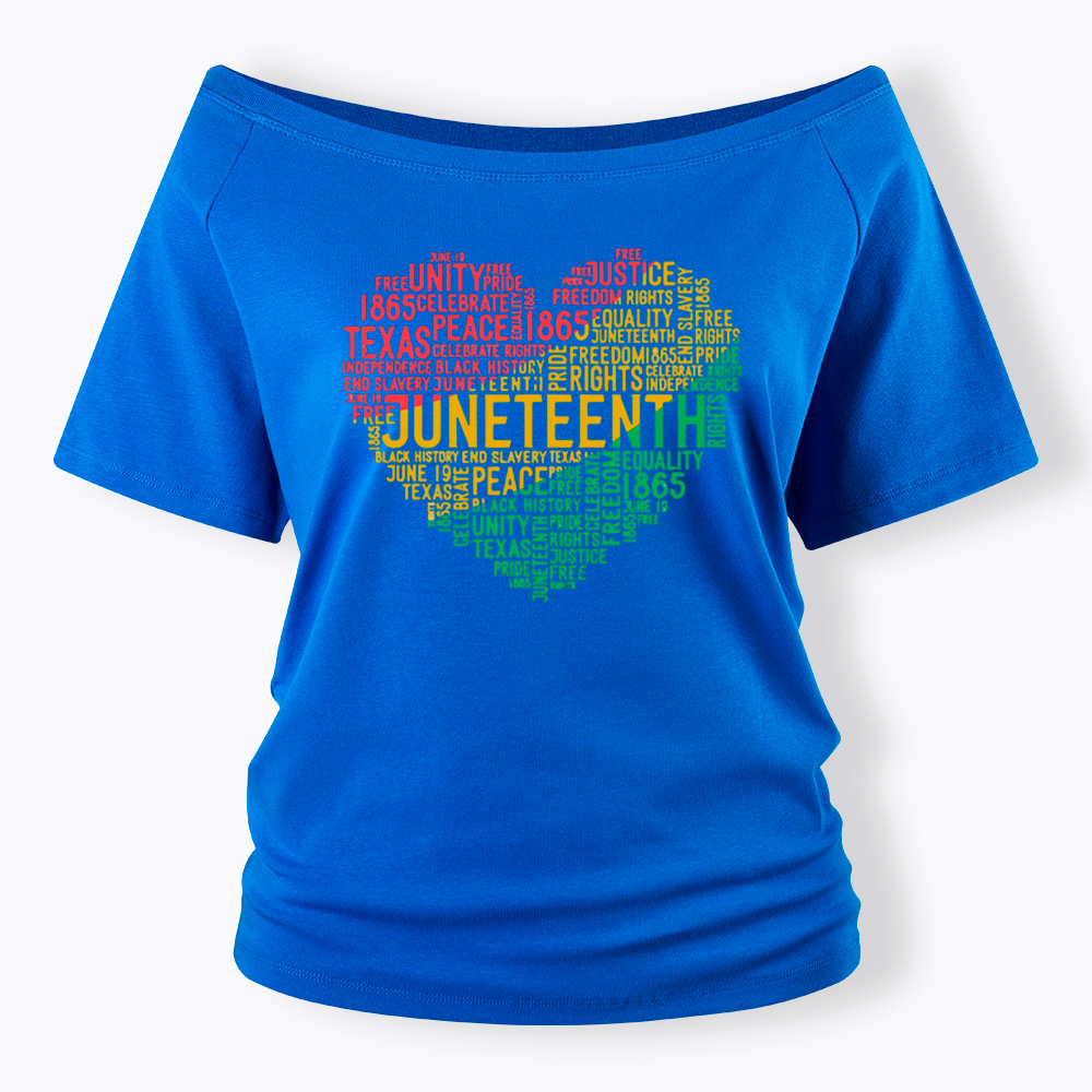Juneteenth Heart Black History Off Shoulder T-shirt
