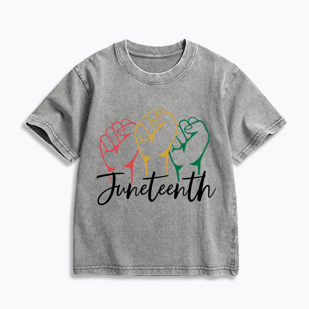 Juneteenth Black History Kids Washed T-Shirt