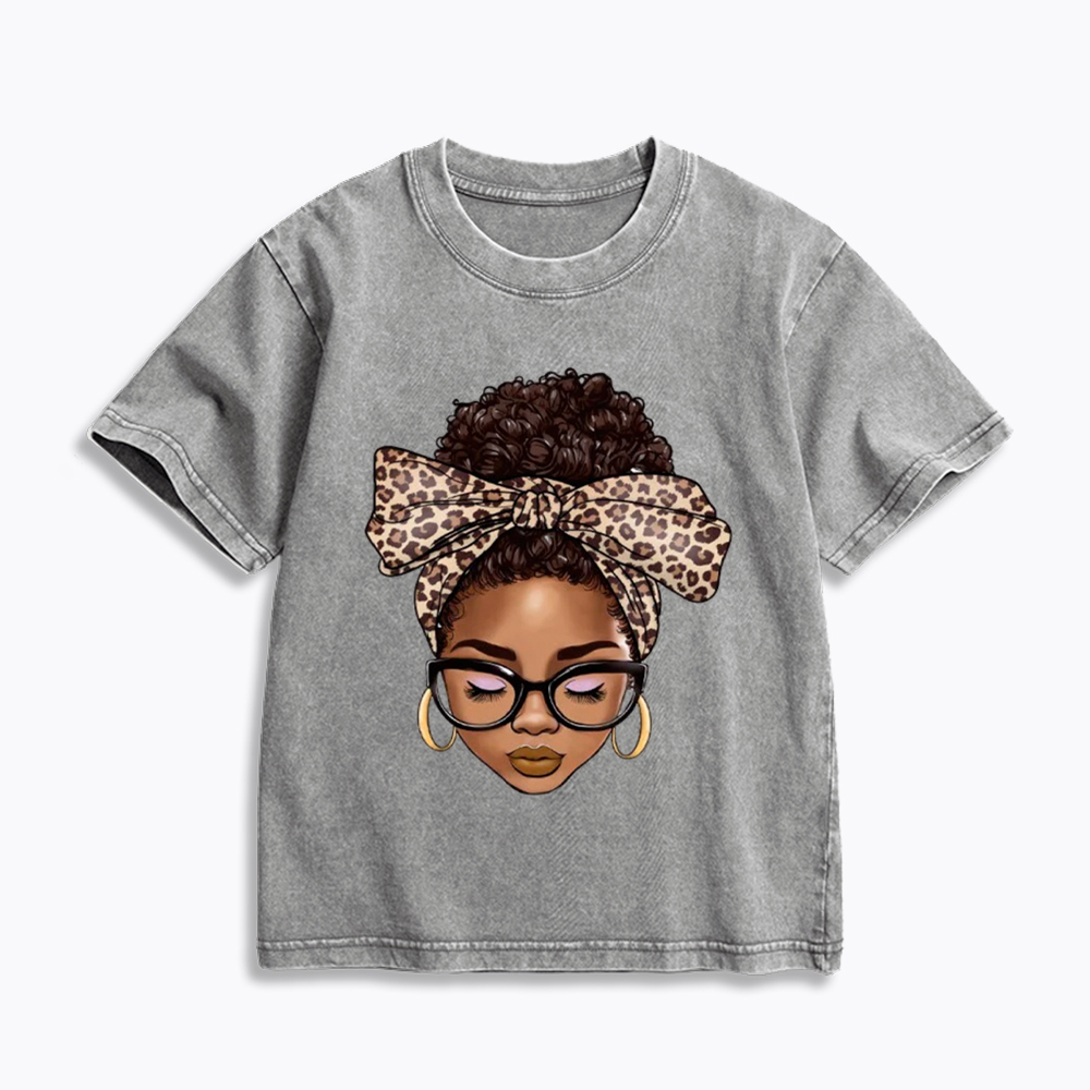 Black Woman Juneteenth Kids Washed T-Shirt