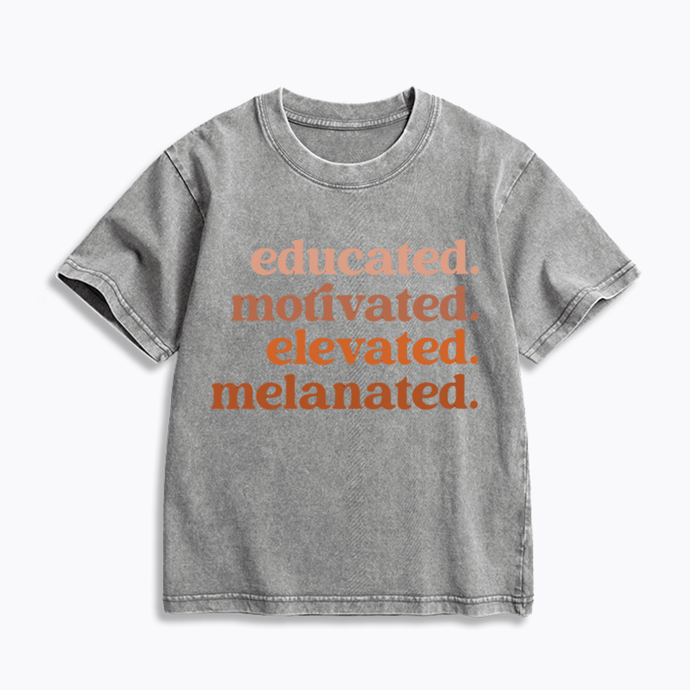 Educated Motivated Melanated Kids Washed T-Shirt