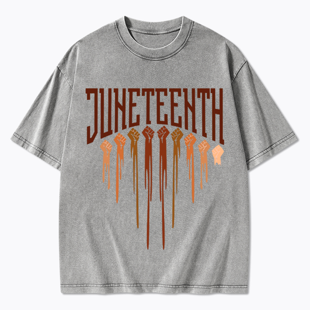 Different Races Skin Juneteenth Washed T-Shirt