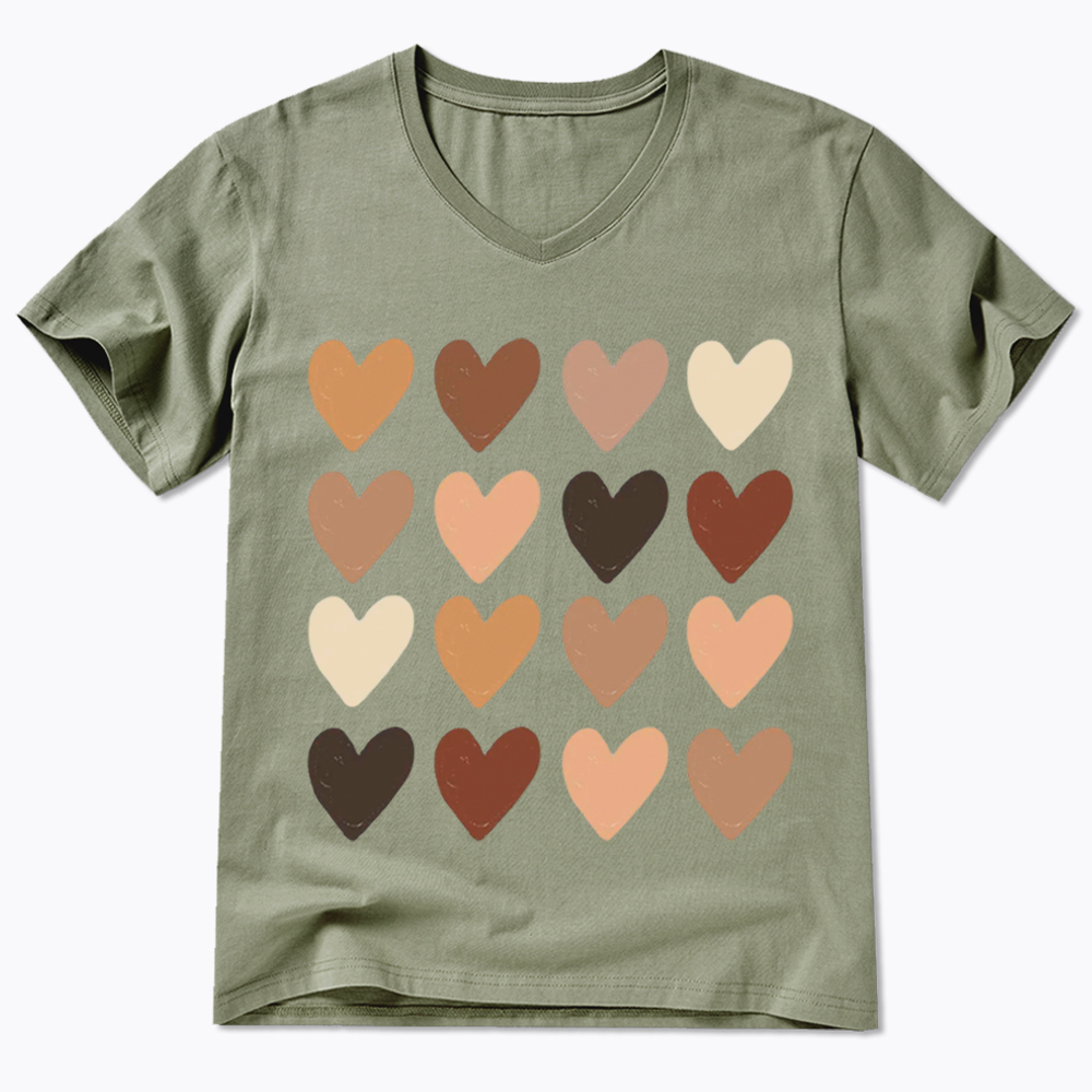 Skin Tone Hearts Racial Equality V-Neck Classic T-Shirt